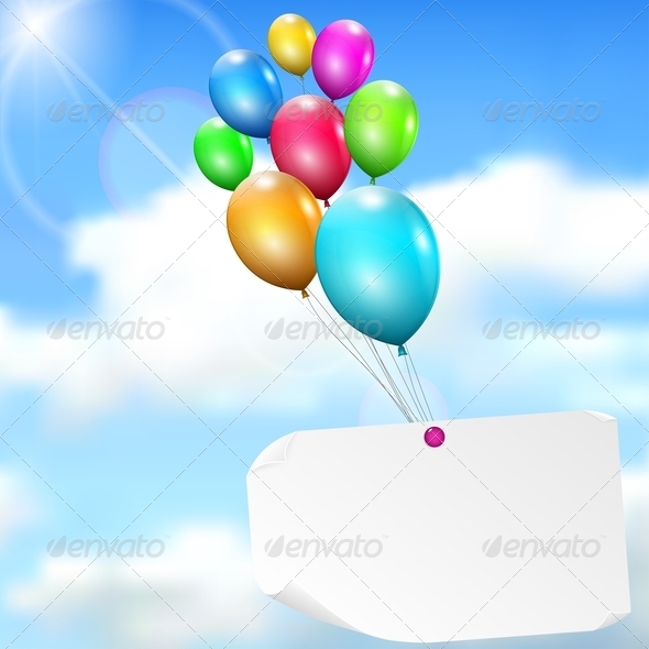 Multicolored Balloons with Paper Card - Backgrounds Decorative
