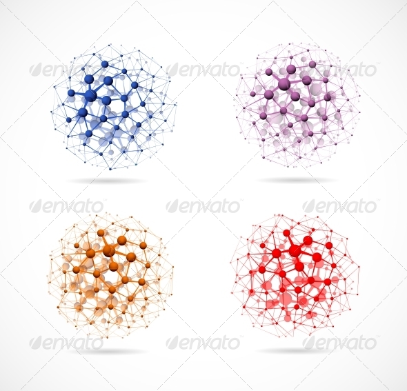 Four molecular Spheres - Decorative Symbols Decorative