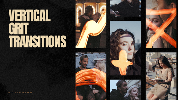 Vertical Grit Transitions Premiere Pro template preview