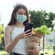 Woman Wearing Face Masks in Prevention of Coronavirus During Quarantine Using the Mobile Phone - VideoHive Item for Sale