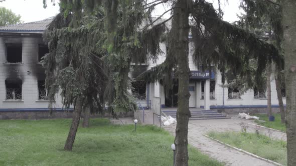 Burned Down Police Station in Borodyanka Ukraine alt
