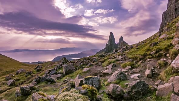 Time Lapse of the Old Man Of Stor in Autumn Isle of Skye Scotland alt