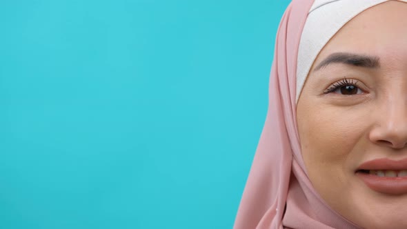 Young Muslim Woman in Hijab Smiling Happy Enjoying Successful