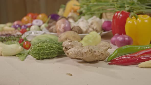Close Up Various Vegetabl On Table. alt