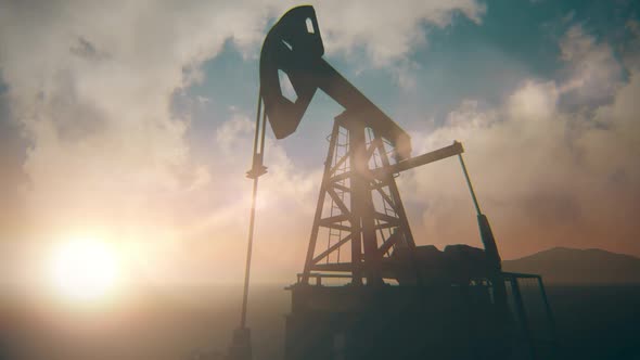 Silhouette of Working Oil Pump