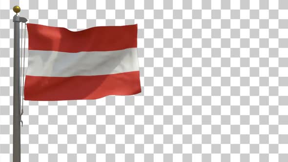 Austria Flag on Flagpole with Alpha Channel - 4K alt