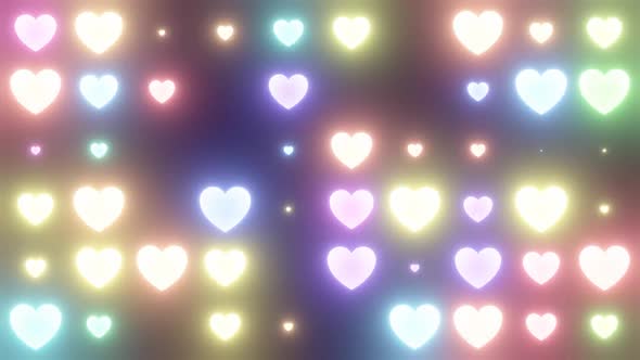 Flashing Neon Hearts Light Grid Array Glowing Bright Rainbow Colors alt