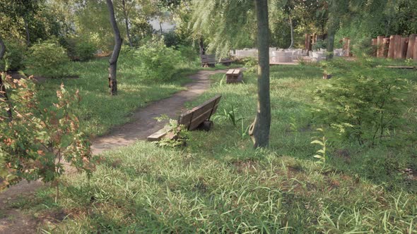Beautiful Bench in the Park at Spring Sunny Day alt