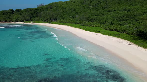 Anse Cocos Beach La Digue Island Seyshelles Drone Aerial View of La Digue Seychelles Bird Eye View alt