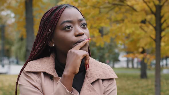 Young Happy African American Woman Gesturing with Hand Make Finger Up Millennial Girl Feels Excited alt