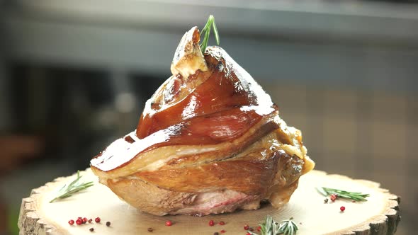 Pork Shank on Wooden Board alt