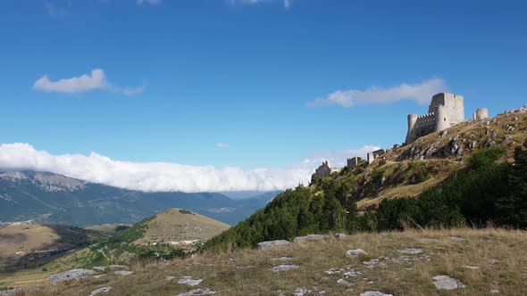 Stunning view of Rocca Calascio medieval fortress National park, Abruzzo. Italy alt