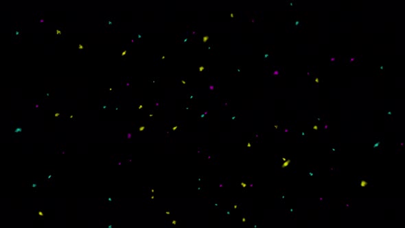 Pink, Yellow And Pink Confetti Falling On A Black Background, Alpha Channel