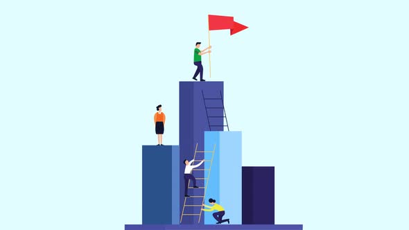 Businessman leading the company to the top Business Leadership Concept