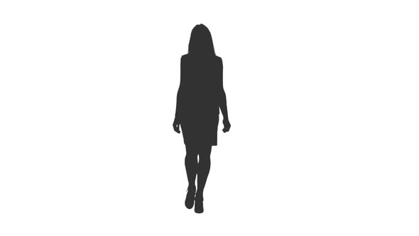 Silhouette of Walking Business Woman