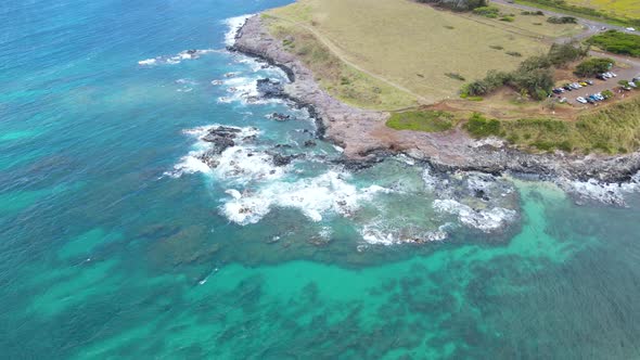 Coastline Tropical Reef on Island of Maui, Hawaii - Aerial View alt