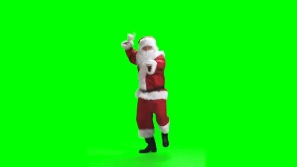 Merry Christmas. Dancing Santa Claus In Full Growth In Red Suit alt