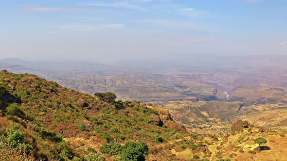 Panoramic on the Ethiopian plain and rift valley from the Simien Mountains Ethiopia Africa alt