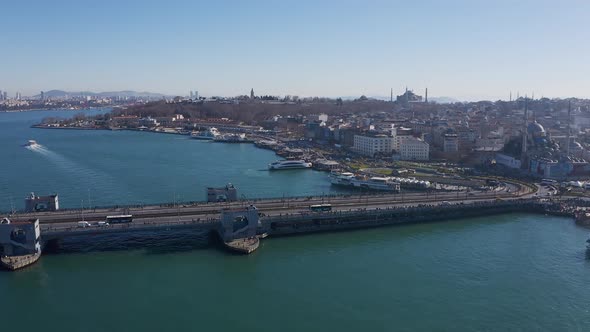 Istanbul Galata Bridge Aerial View alt