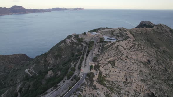 Strategic position of Castillitos battery that overlooks Cape Tinoso; aerial
