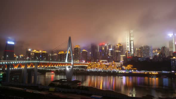 Night Northwest Gate and Qiansimen Bridge in China Timelapse alt