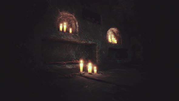 Old Dark Catacombs with Candles