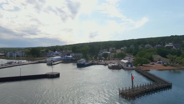 Aerial view of Bayfield Wisconsin during summer time alt