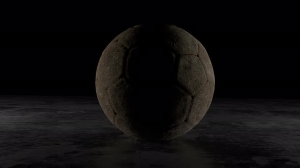 Loop Of Aged Rotated Soccer Ball On Grunge Floor