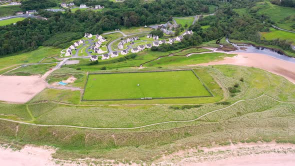 Aerial View of the Killybegs GAA Pitch at Fintra Beach By Killybegs County Donegal Ireland alt