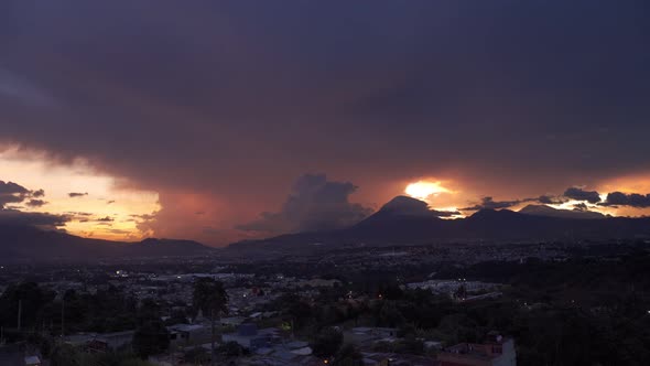 Guatemala City Volcano Sunset