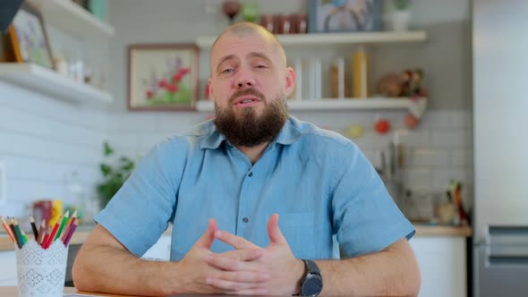 Senior Business Man Looking at Camera Webcam Making Conference Video Call Talking Online Job alt