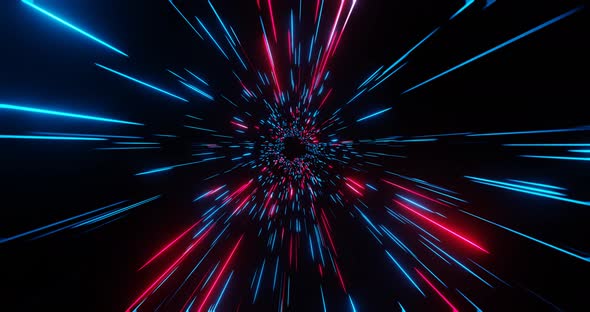 Neon glowing rays in motion. Hyper jump. Abstract cosmic background alt