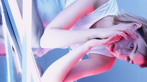 Beauty Model Facial Skincare Pretty Girl Face Neon alt