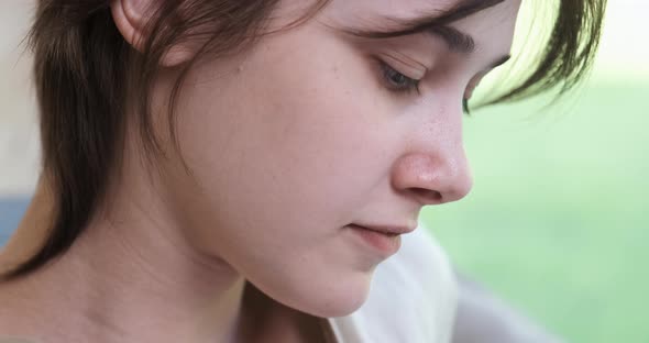 Nervous Young Woman Feeling Stress Regretting a Mistake Emotions of Despair