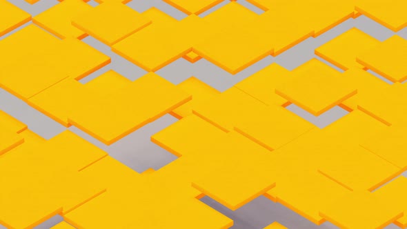 Yellow Tiles, Squares or Building Blocks in Subtle Natural Motion Seamless Loop