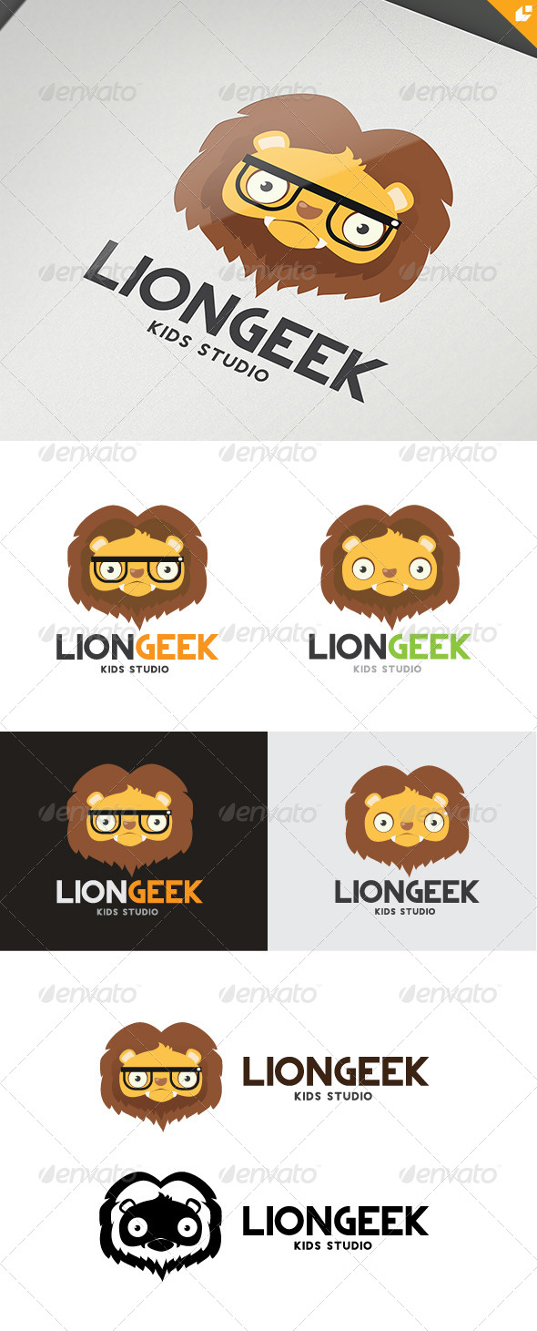 Lion Geek - Animals Logo Templates