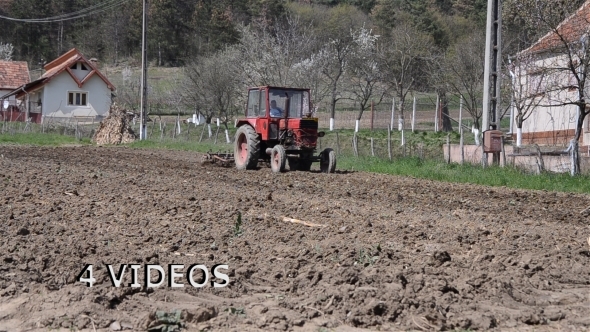 Tractor Plowing a Field 02 - 4 Videos