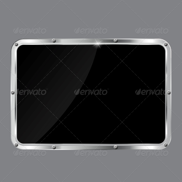 Glass Frame on Abstract Metal Background. - Backgrounds Decorative