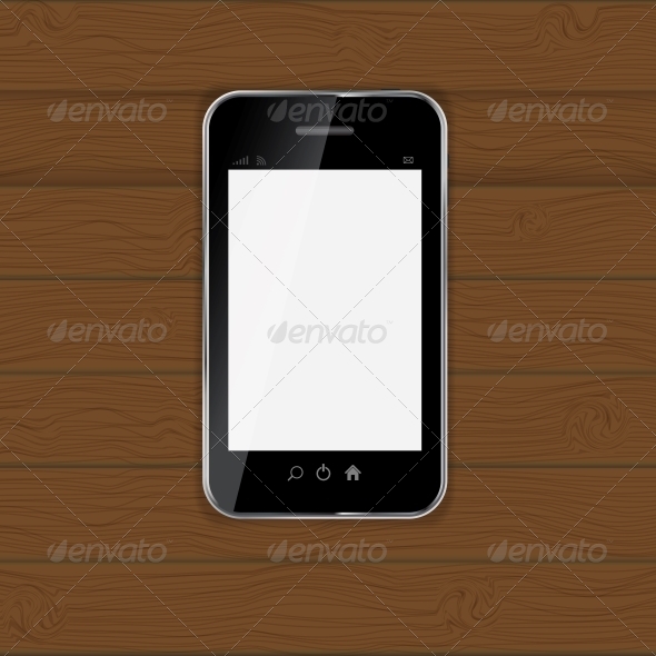 Realistic Mobile Phone Vector Illustration - Computers Technology