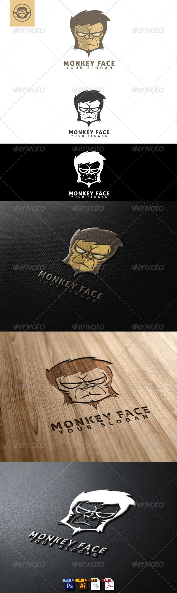 Monkey Face Logo Template - Animals Logo Templates