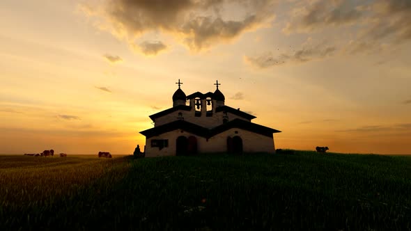 Historic Old Church and Sunset View