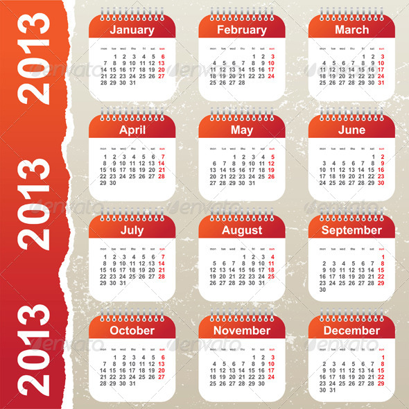 Calendar 2013 - Miscellaneous Vectors