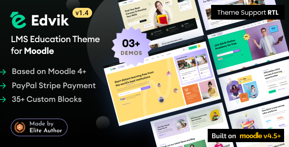 Edvik – LMS Education Moodle 4.5 Theme