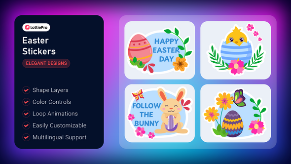 Easter Stickers Elements template preview