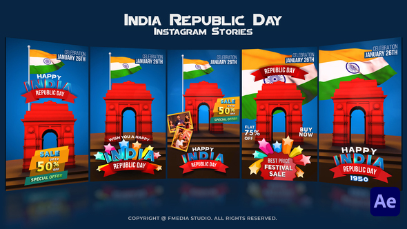 India Republic Day Instagram Stories Openers template preview