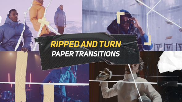 Ripped and Turn Paper Transitions Elements template preview