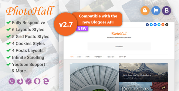 PhotoHall Responsive Photography Blogger Theme