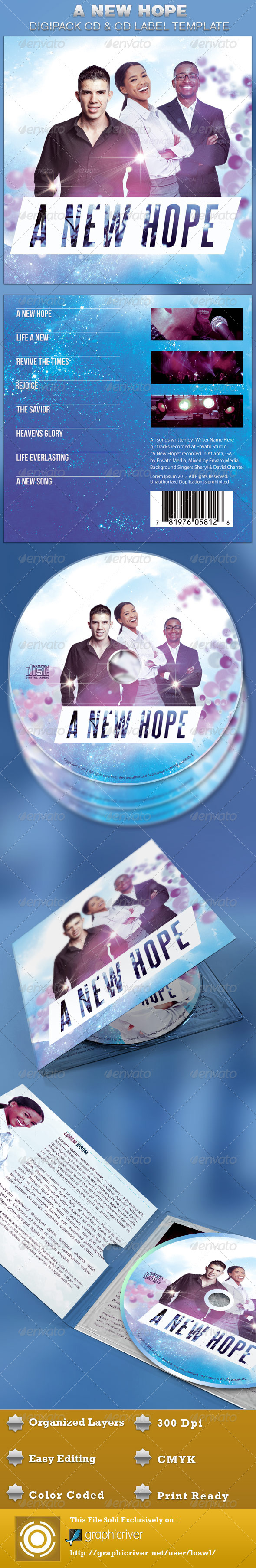 A New Hope Digipack CD Artwork Template - CD & DVD Artwork Print Templates