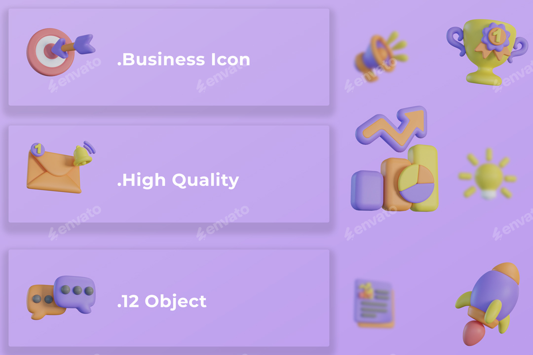 3D Business Icon Set, Graphics | GraphicRiver
