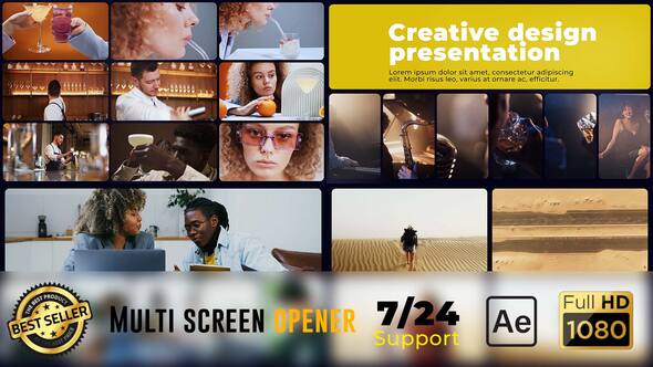 Smooth multiscreen slideshow broadcast-packages template preview